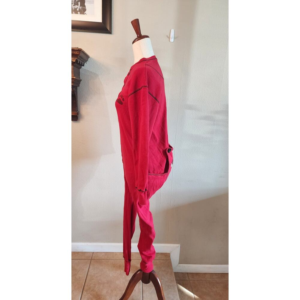 Lazy One Cherry Red Bear Bum Adult One Piece Sleepwear SZ Small Yellowstone - Picture 2 of 12